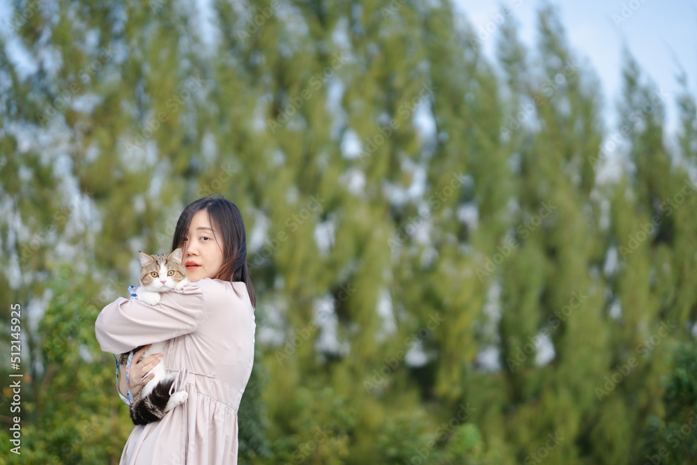 woman relax and travel with her scottish cat woman relax and travel with her scottish cat