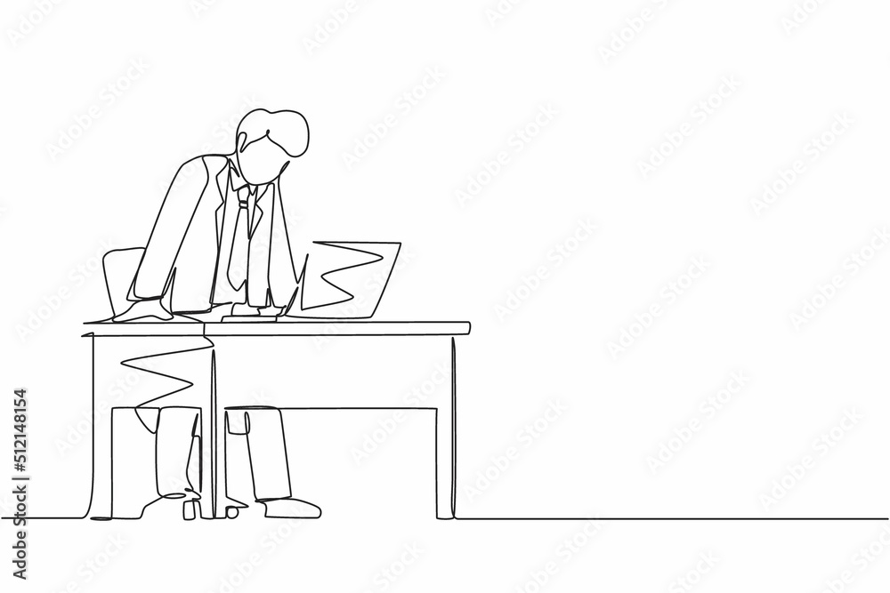 Single continuous line drawing frustrated and furious businessman ...