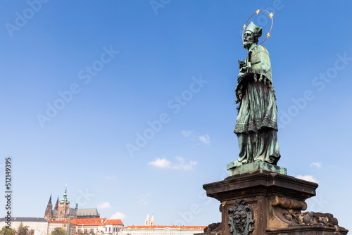 Patron Saint Nepomuk statue at the Charles Bridge, Prague