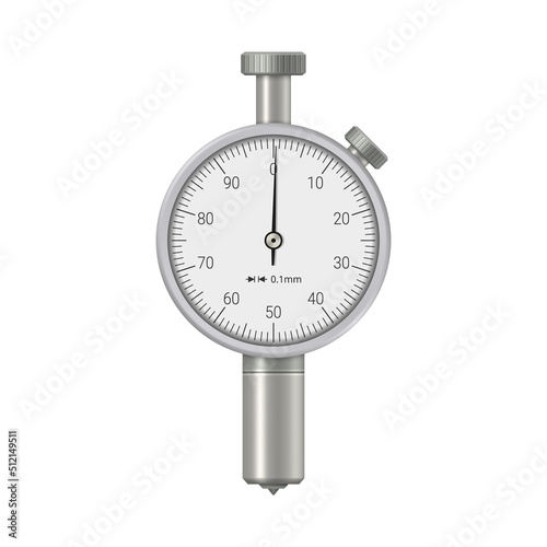 Micrometer isolated on white background, dial type. Vector illustration.