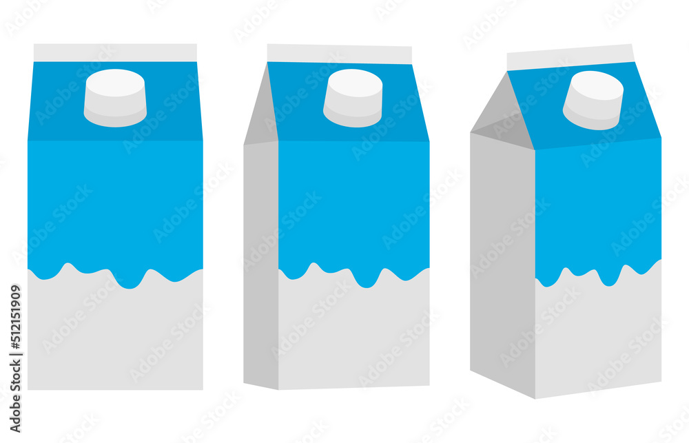 Cardboard package icon. White carton pack template for beverage juice
