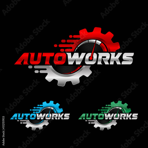 Automotive Gear Logo. Emblem with Gear element. Perfect logo for automotive company.	