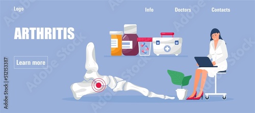 Rheumatoid arthritis of the foot. Tiny doctors treat rheumatism, osteoarthritis, gout, make ultrasound, x ray. World arthritis day in October.