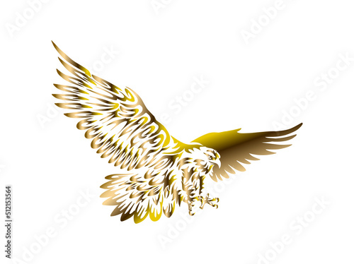 golden eagle logo design template with tribal art style
