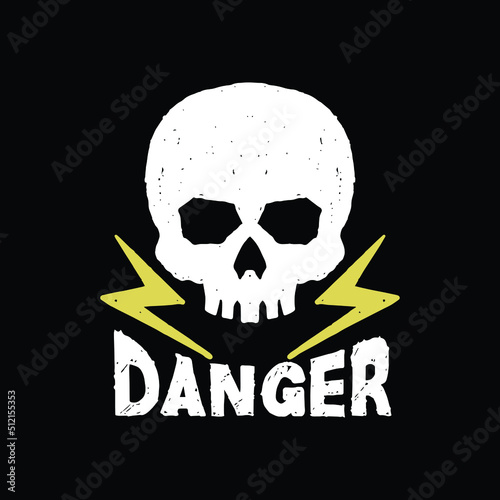 colorful danger skull doodle illustration for sticker tattoo poster tshirt design etc