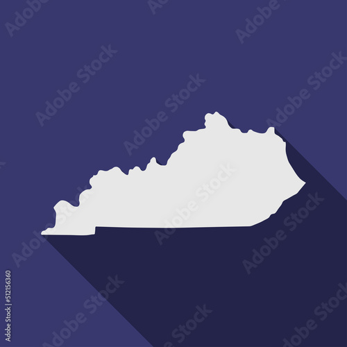 Kentucky state map with long shadow