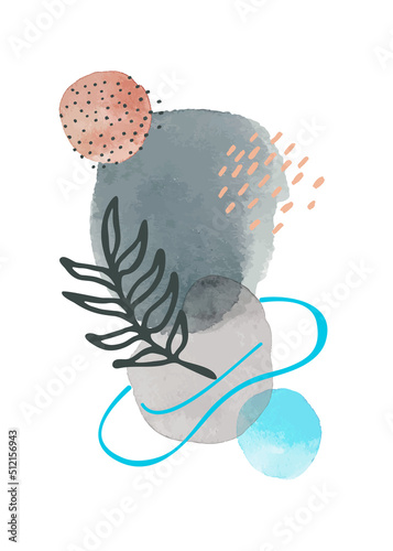 Abstract Watercolor Poster Artwork with Paint Shapes