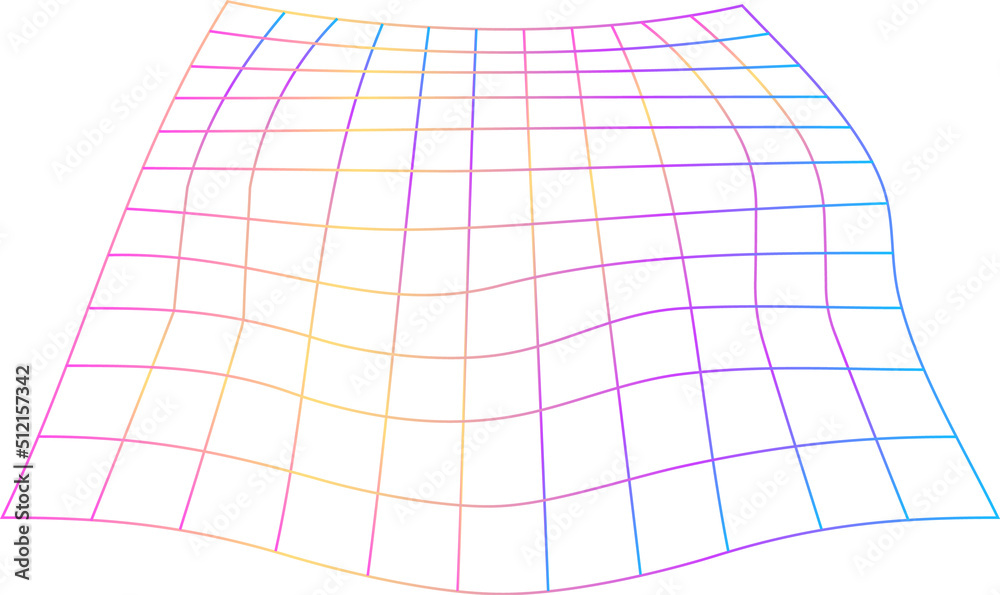 Retrofuturistic 3d Wavy Neon Grid Wireelement in Perspective Stock ...
