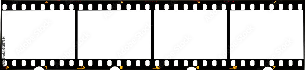 long 35mm filmstrip or border with empty frames - obrazy, fototapety, plakaty 