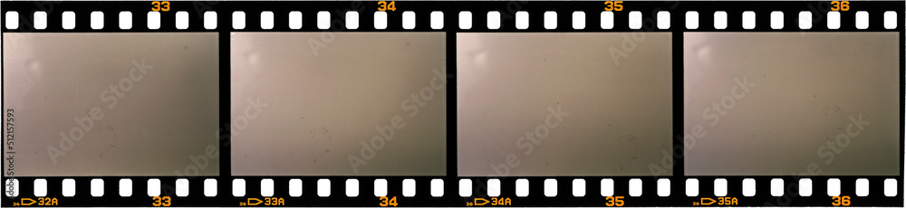 long 35mm film strip with empty or blank window texture s - obrazy, fototapety, plakaty 