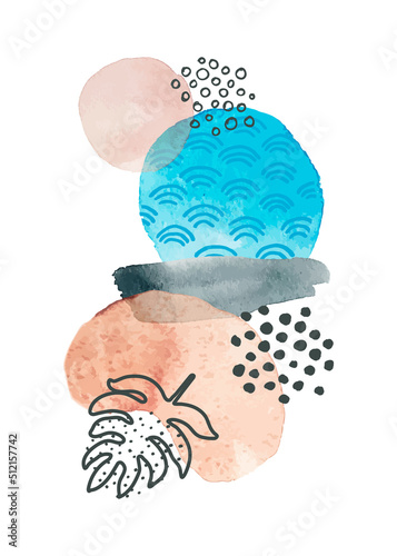 Abstract Watercolor Poster Artwork with Paint Shapes