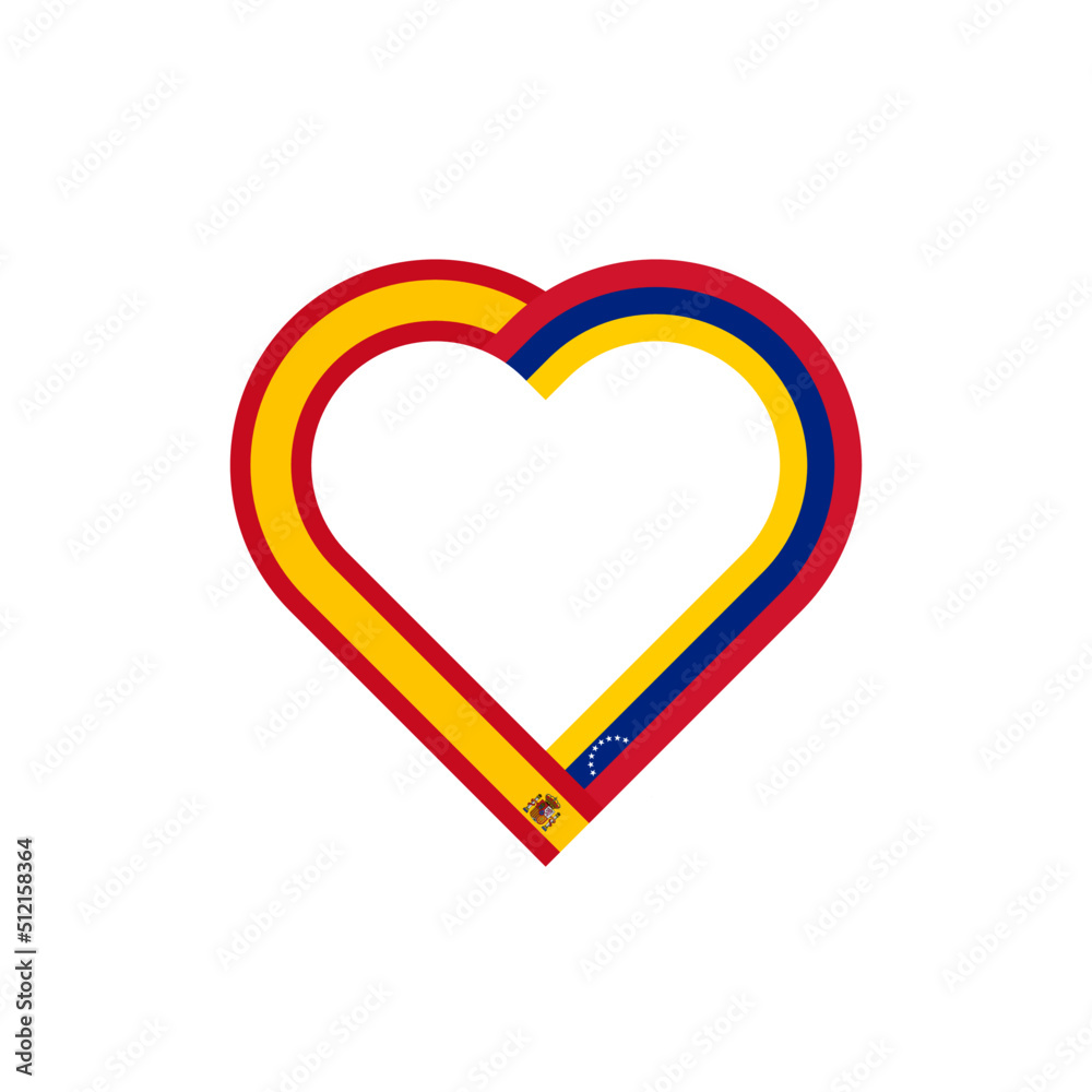 unity concept. heart ribbon icon of spain and venezuela flags. vector illustration isolated on black background unity concept. heart ribbon icon of spain and venezuela flags. vector illustration isolated on black background