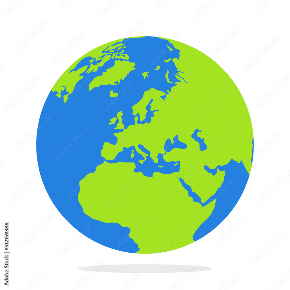 Globe flat design style on white background Globe flat design style on white background