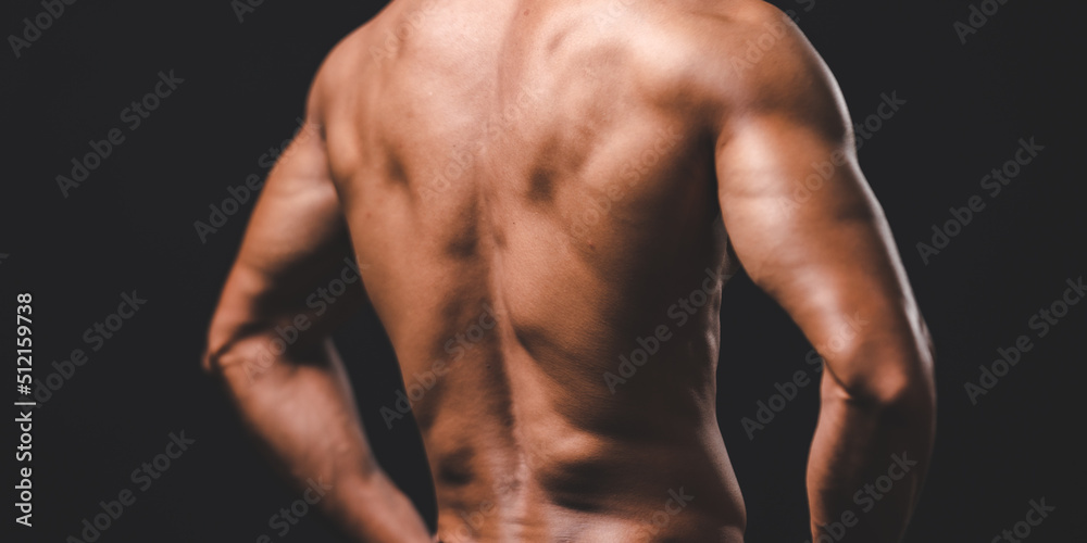 Fototapeta premium strong athlete man person exercising in the sport gym, workout exercise training in fitness for body strong and fit, bodybuilding training and healthy people lifestyle concept