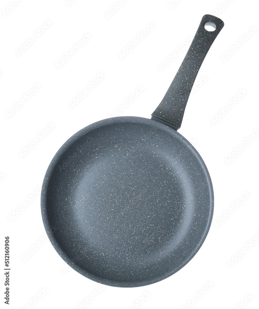 New non-stick frying pan isolated on white New non-stick frying pan isolated on white