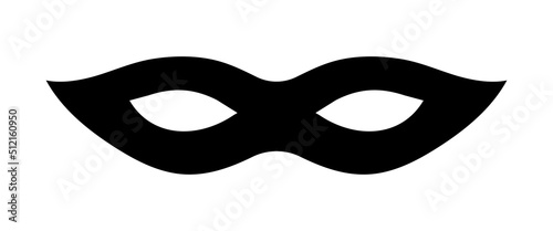Mask superhero carnival or halloween vector icon. Black masquerade zorro costume eye mask silhouette hidden burgar face. Simple design incognito theatre party masque shape clip art illustration.