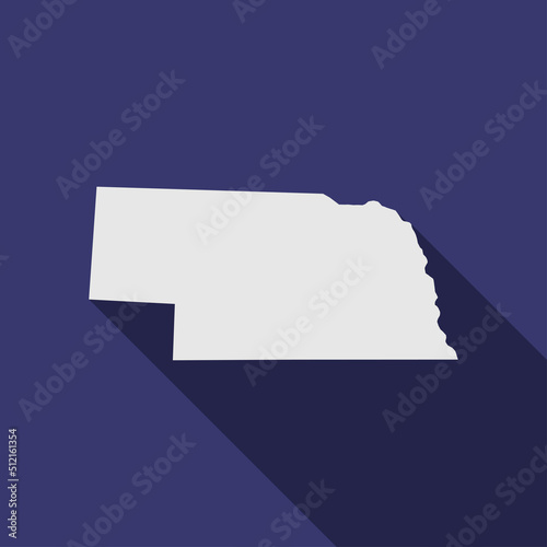 Nebraska state map with long shadow