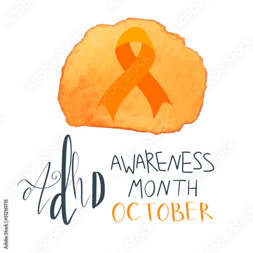 Adhd Attention deficit hyperactivity disorder Awareness Month October banner template with handwritten brush lettering