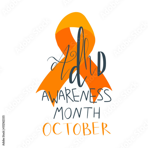 Adhd Attention deficit hyperactivity disorder Awareness Month October banner template with handwritten brush lettering