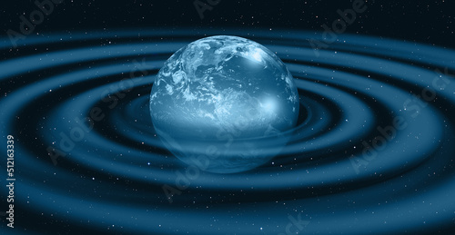 Fototapeta Naklejka Na Ścianę i Meble -  Technology waves revolve around the Planet earth 