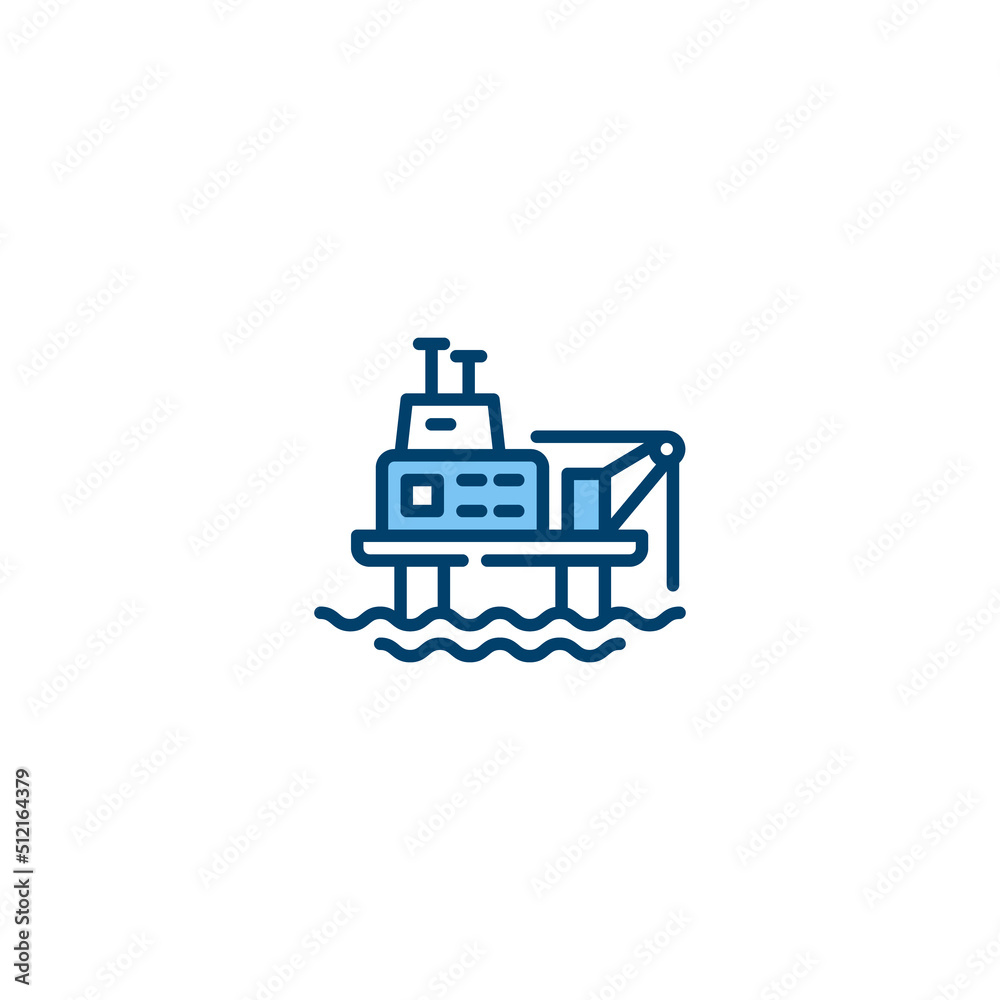 Oil Platform filled line icon. linear style sign for mobile concept and web design. Outline vector icon. Symbol, logo illustration. Vector graphic