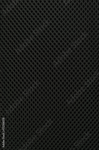 Black Nylon Net Fabric Background Texture, Large Detailed Textured Vertical Macro Closeup, Abstract Synthetic Pattern, Dark Polyester Textile Mesh Copy Space Flat Lay