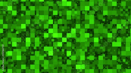Animated green pixel grass background. The concept of games background. Squares pattern background. Minecraft concept. illustration. Light Green abstract textured polygonal background