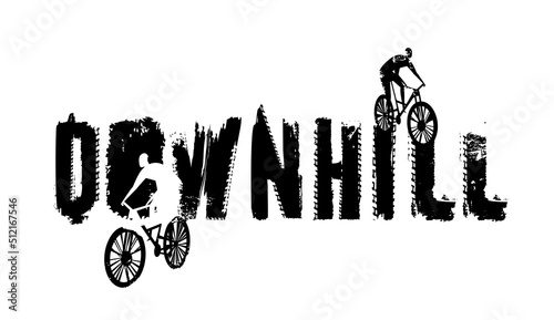 Downhill grunge lettering. Competitive races concept. Vector illustration