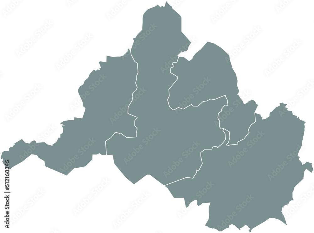 Gray flat blank vector administrative map of SAARBRÜCKEN, GERMANY with black border lines of its boroughs