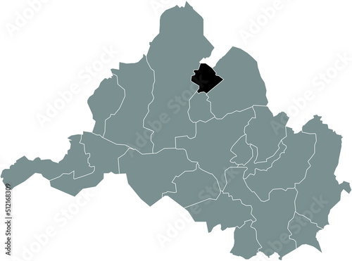 Black flat blank highlighted location map of the HERRENSOHR DISTRICT inside gray administrative map of Saarbrucken, Germany