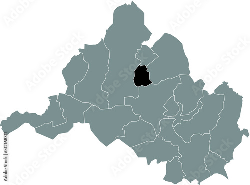 Black flat blank highlighted location map of the JÄGERSFREUDE DISTRICT inside gray administrative map of Saarbrucken, Germany