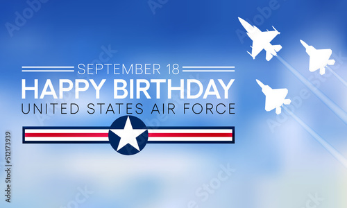 U.S. Air Force birthday is observed every year on September 18 all across United States of America. Vector illustration photo