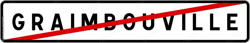 Fototapeta premium Panneau sortie ville agglomération Graimbouville / Town exit sign Graimbouville