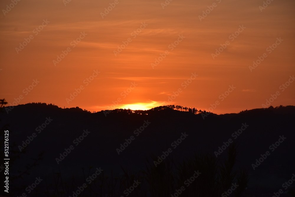 beautiful summer sunset from Agioi douloi village in Corfu, Greece