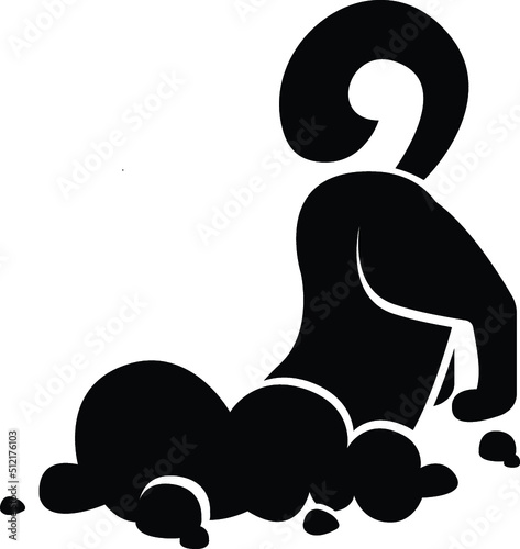 Black and White Cartoon Illustration Vector of a Dog Digging in the Mud