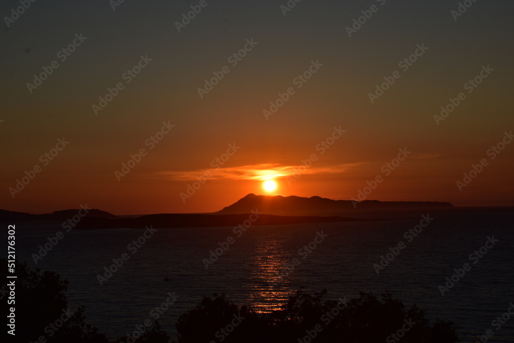 beautiful summer sunset from Agioi douloi village in Corfu, Greece beautiful summer sunset from Agioi douloi village in Corfu, Greece