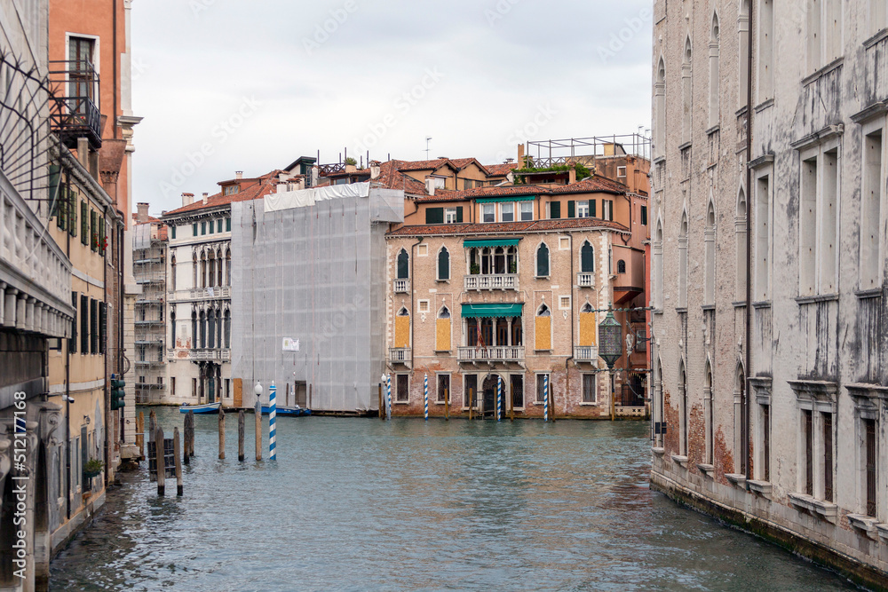 The grand canal in Venice on a summer day