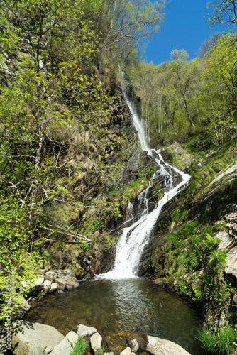 Waterfall. Waterfall Seimeira Santa Eulalia de Oscos. Copy space.