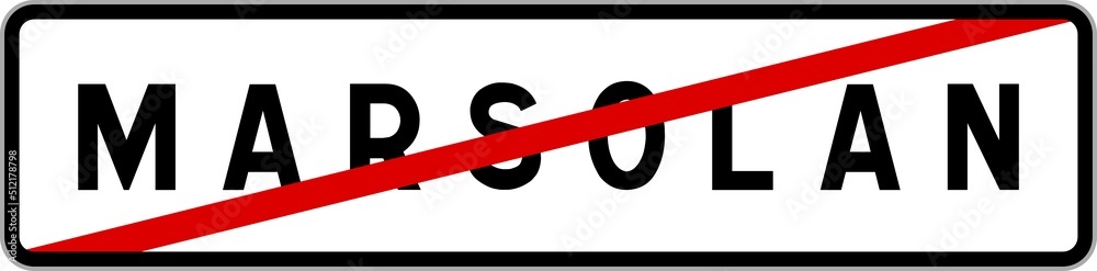 Panneau sortie ville agglomération Marsolan / Town exit sign Marsolan Panneau sortie ville agglomération Marsolan / Town exit sign Marsolan