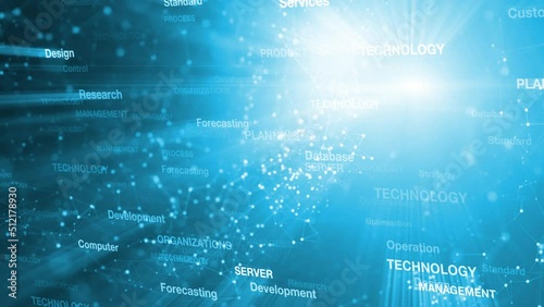 Computer business technology word cloud animation.