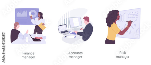 Corporate finance isolated cartoon vector illustrations set.