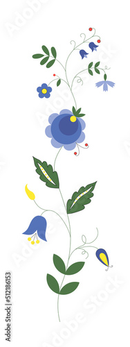 Floral folk vector illustration. Traditional Polish embroidery ornament.