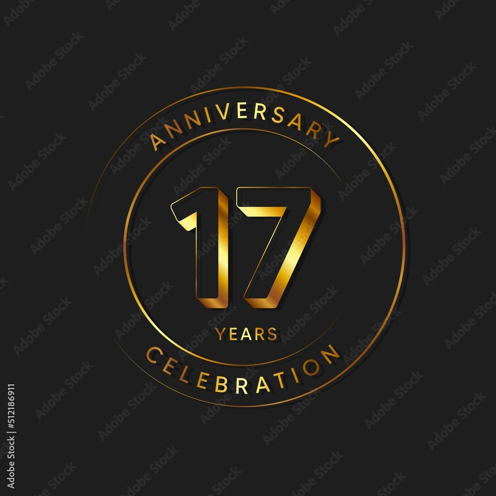 Fototapeta premium 17 Years Anniversary Celebration, Logo, Vector Design Illustration Template