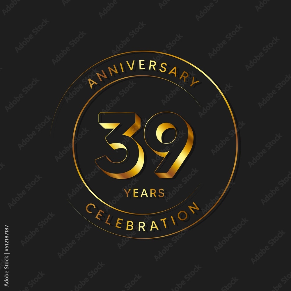 39 Years Anniversary Celebration, Logo, Vector Design Illustration Template