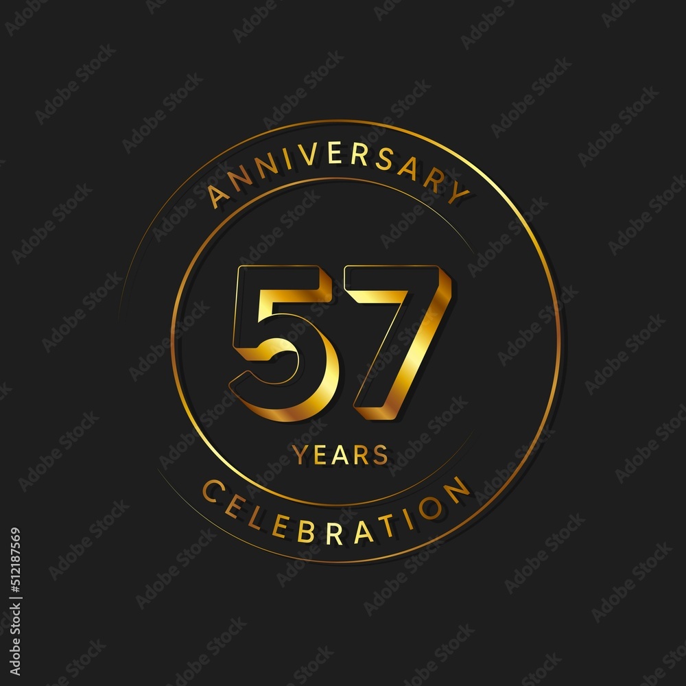 Fototapeta premium 57 Years Anniversary Celebration, Logo, Vector Design Illustration Template