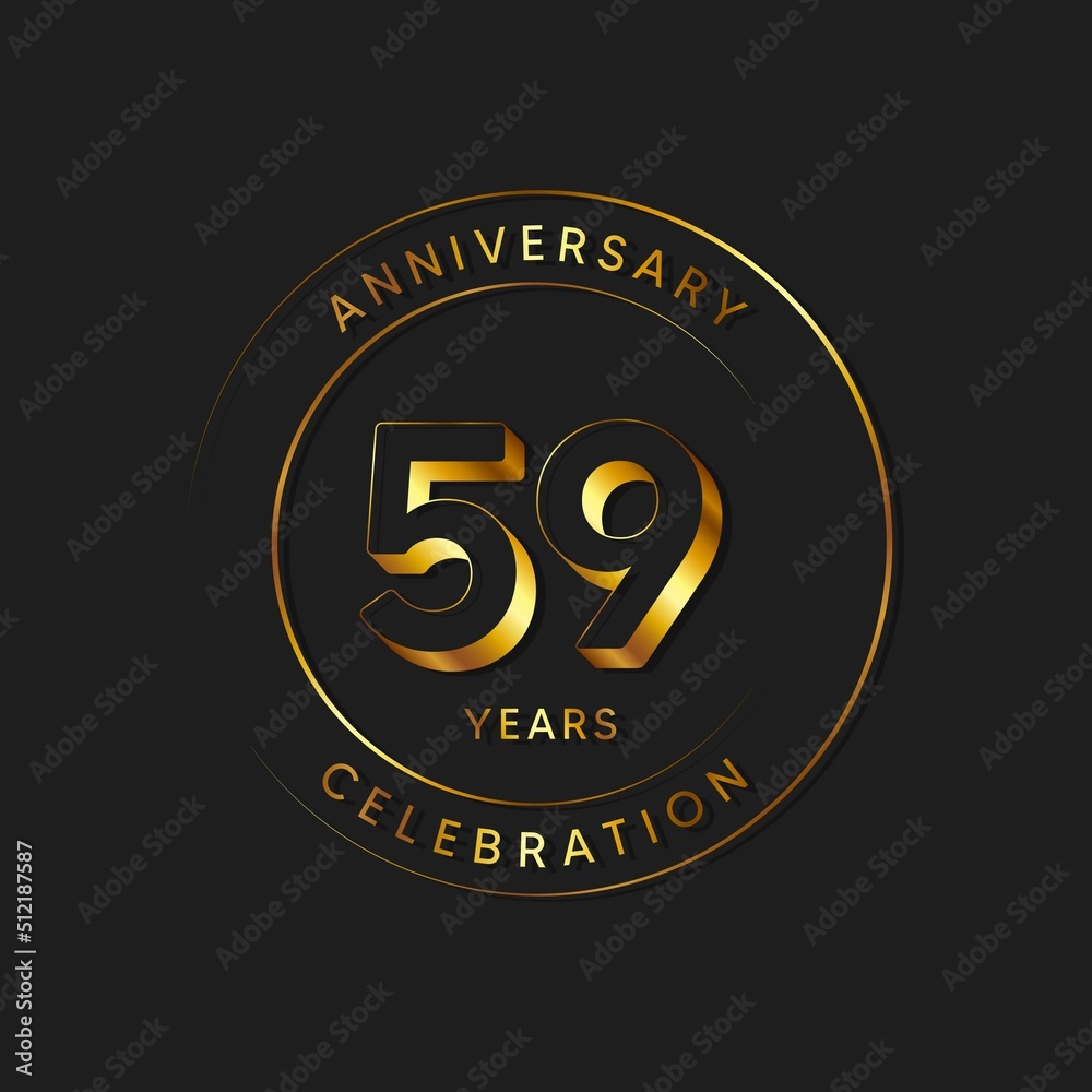59 Years Anniversary Celebration, Logo, Vector Design Illustration Template