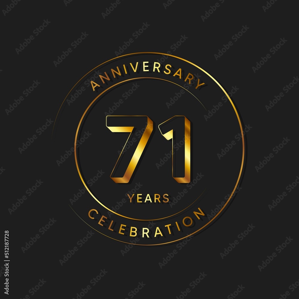 71 Years Anniversary Celebration, Logo, Vector Design Illustration Template