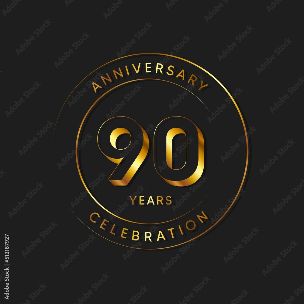 Fototapeta premium 90 Years Anniversary Celebration, Logo, Vector Design Illustration Template