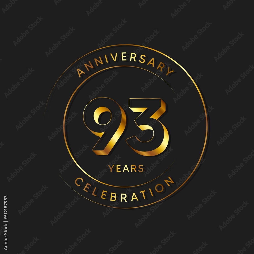 Fototapeta premium 93 Years Anniversary Celebration, Logo, Vector Design Illustration Template