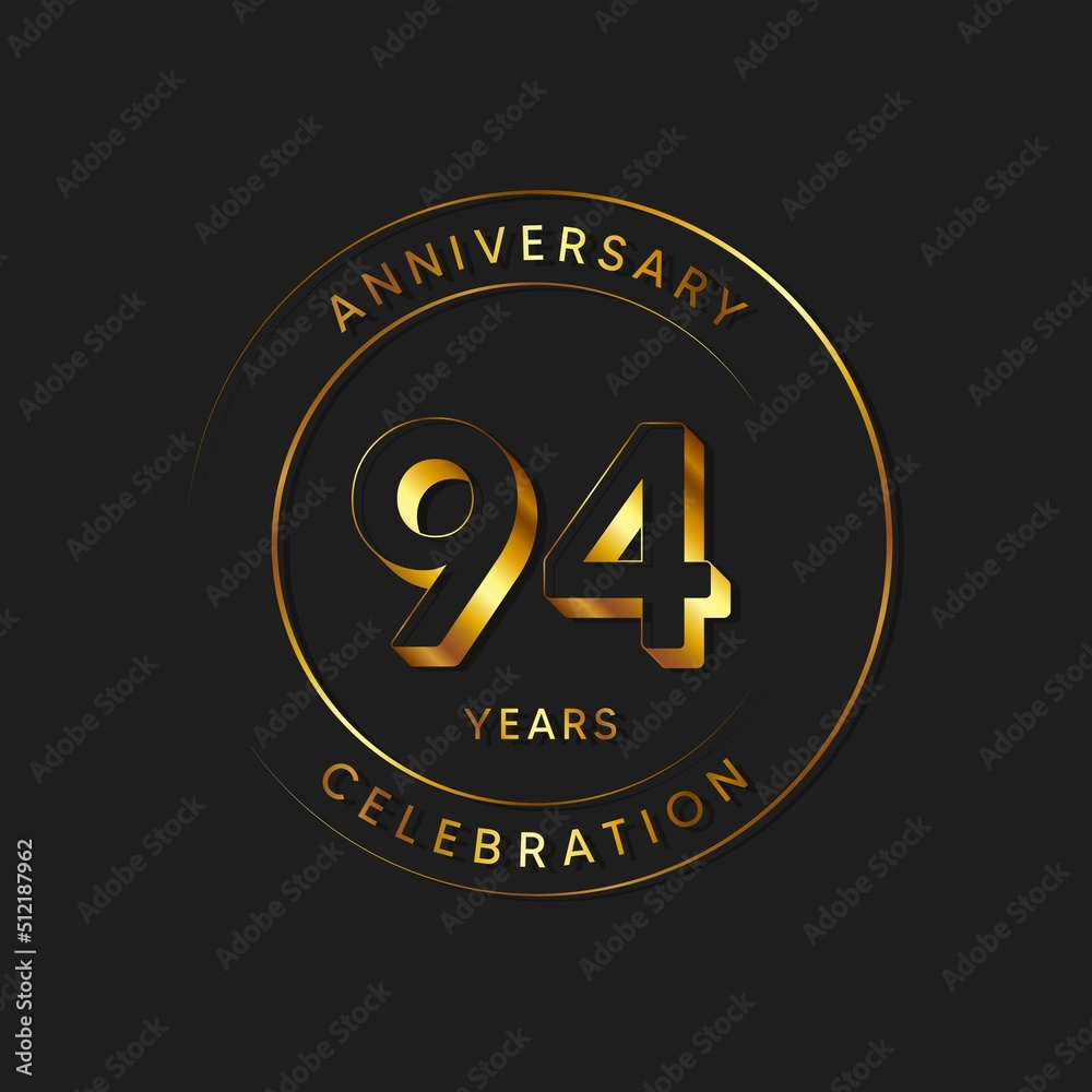 94 Years Anniversary Celebration, Logo, Vector Design Illustration Template